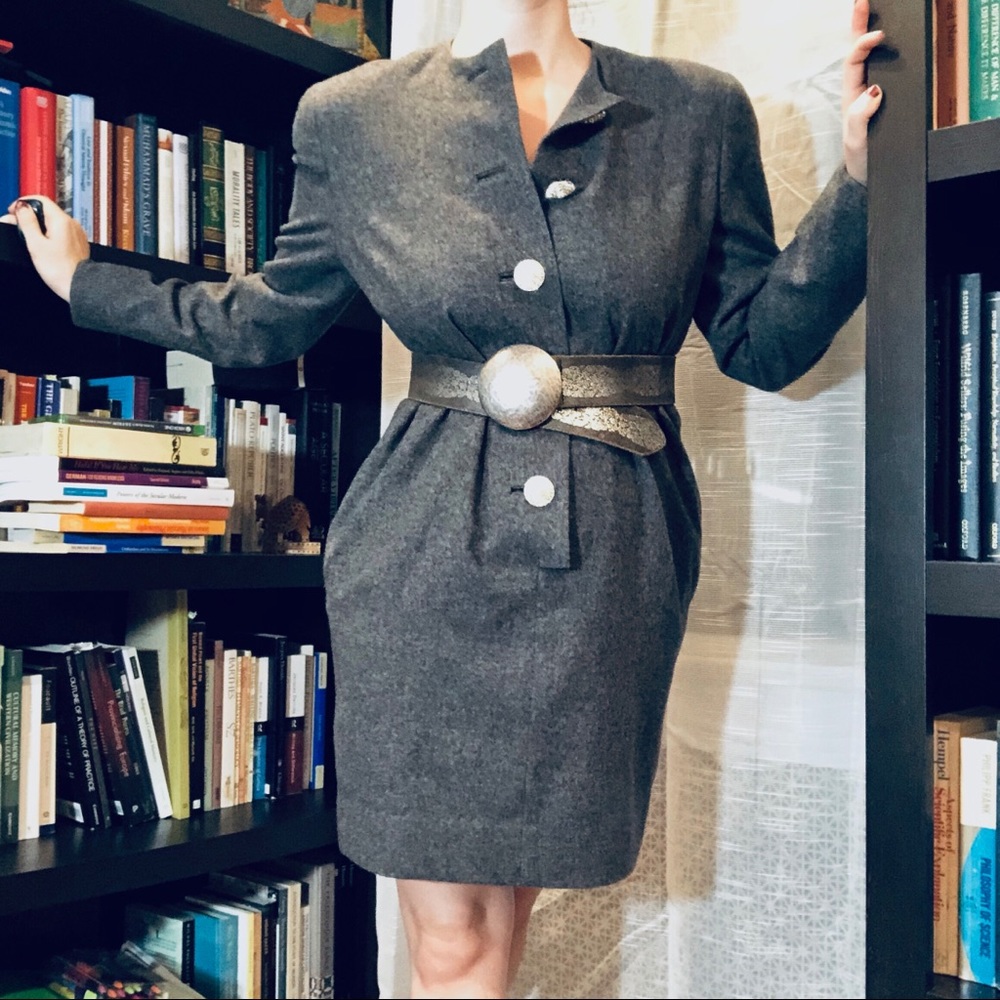 Vintage gray wool shift dress